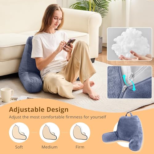 Image of Sasttie Reading Pillow for Bed, Back Pillow for Sitting Up, Grey Purple