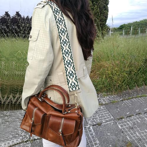 Image of Wide Shoulder Strap Replacement for Crossbody Handbag Canvas Belt Guitar Adjustable Strap with Gold Hardware