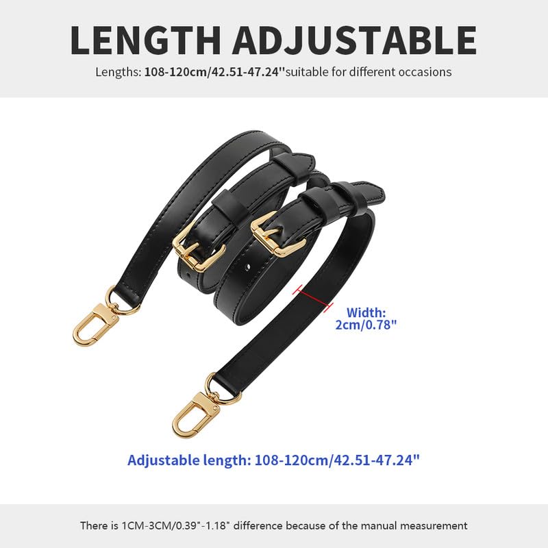 Sangles de sac en cuir réglables 2cm avec fermoir or pour sac à main - 2
