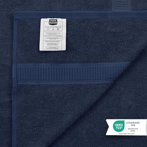 Miniatura 4 de Utopia Towels - Juego De 2 80 X 200 Cm , Toallas Xxl Para Sauna, Toallas De Baño, Sábanas De Baño, Toallas Extra Grandes Con Gancho Altamente Absorbentes, 100 Algodón Azul Marino