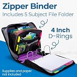 Case-it The King Size Zip Tab Segregator na zamek błyskawiczny, 10 cm D-ringi, 5 teczek na dokumenty, pojemność 800 arkuszy, głęboki fiolet D-186