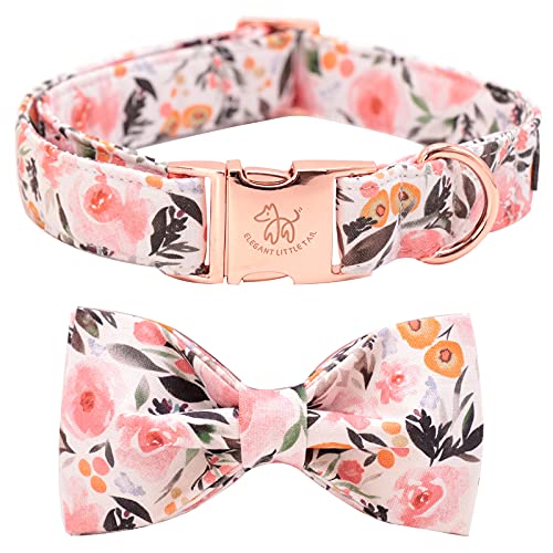 Elegantes Rosa Blumen-Hundehalsband, bequemes Hundehalsband mit Schleife, für X-Small-Welpen