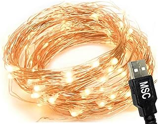 MSC - 33 ft / 10M - 100 * LED USB Powered Warm White Coloured String Fairy Lights On Copper Cable, Ideal for Christmas, Xmas, Party Wedding Decoration Indoor Warm-USB1