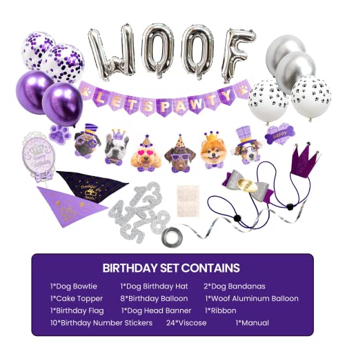 Dog Birthday Party Supplies, Dog Birthday Hat/Bandana/Bowtie/Balloon/Flag/Banner for Small Medium Dogs Pets, Doggie Birthday Party Supplies Decorations - Image 3