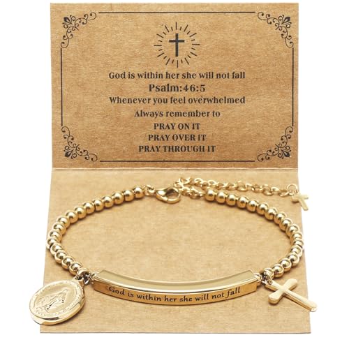 DS Inspirational Bracelet for Women Christian Engraved Bibler Verse Cross Butterfly Daisies Charm Bracelet, Exquisite Stainless Steel Jewelry Daughter Best Friend Bestie