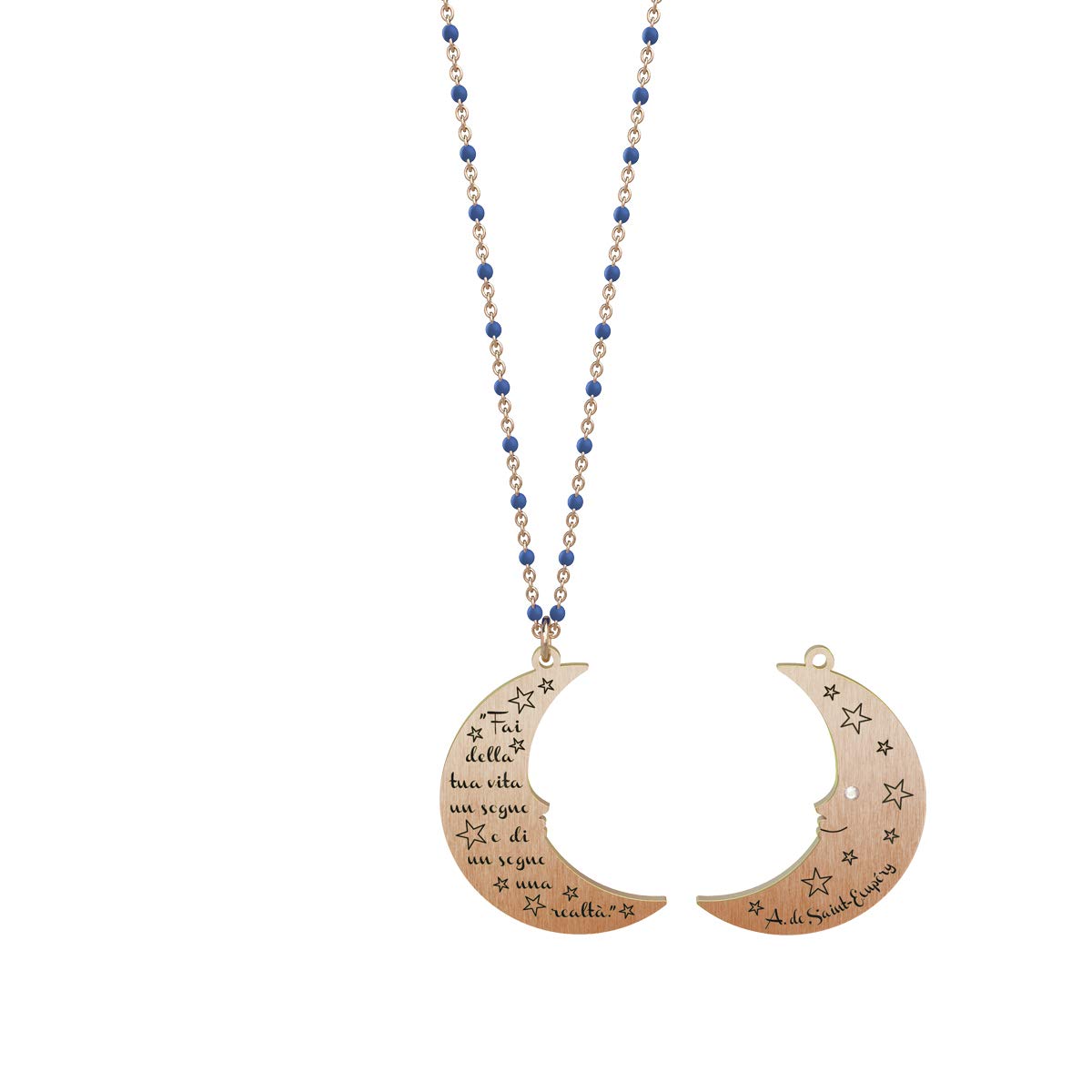 Collana KIDULT 751007 Acciaio 316L A. de Saint-Exupéry"Fai della tua vita." Luna