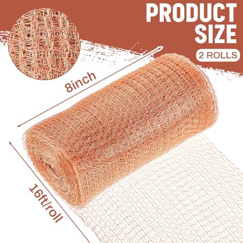 Image of Gisafai 8 inch X 32 ft Copper Mesh Roll for Rodent Control, 2 Roll