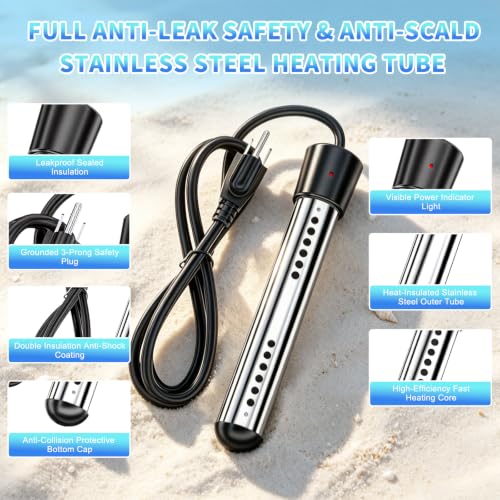 Ducha portátil para camping con calentador – Bomba de agua caliente recargable 6000mAh con pantalla LED, 3 modos de spray, para camping al aire libre, RV, baño de mascotas, lavado de autos, viaje miniatura 5