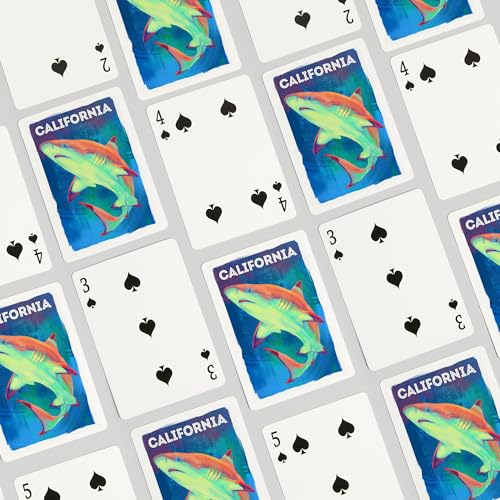 Lantern Press California, Vivid, Blacktip Shark, 52 naipes póker miniatura 4