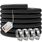 AWM Saugschlauch - PVC Spiralschlauch | Förderschlauch inkl. 4x Schellen | Pumpenschlauch | Druckschlauch | Wasserschlauch | Made in Germany (Schwarz, 38 mm (1 1/2") | 15 m)