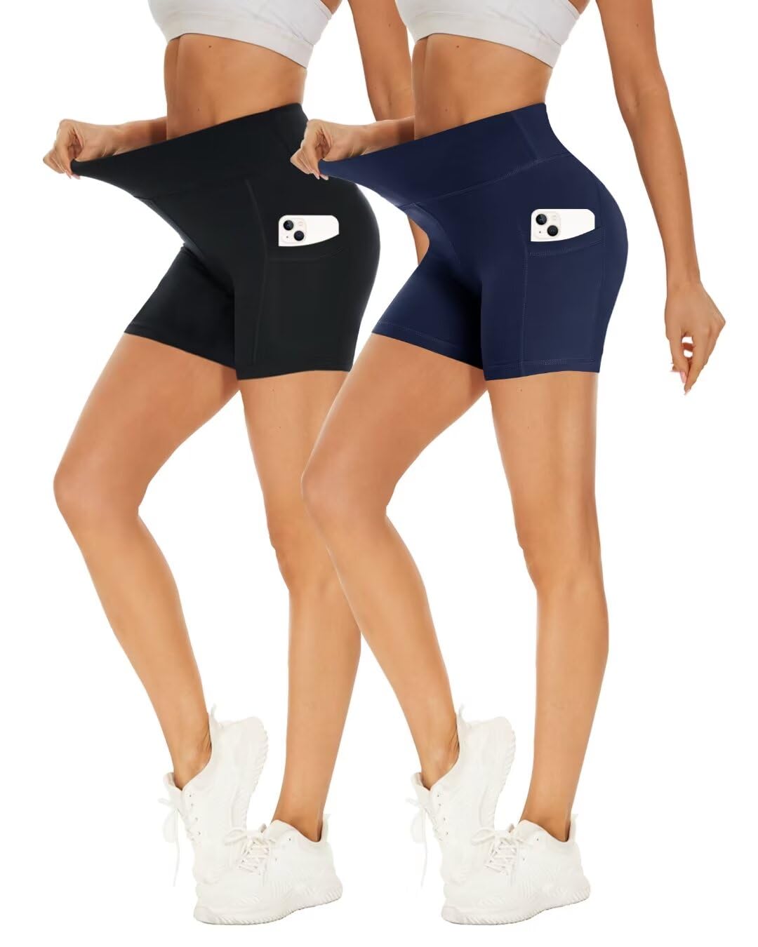 Missluck 2er Pack Radlerhose Damen Hohe Taille Kurze Sporthose Shorts Sommer Leggings Blickdicht Hotpants Unter Kleider für Yoga Sport