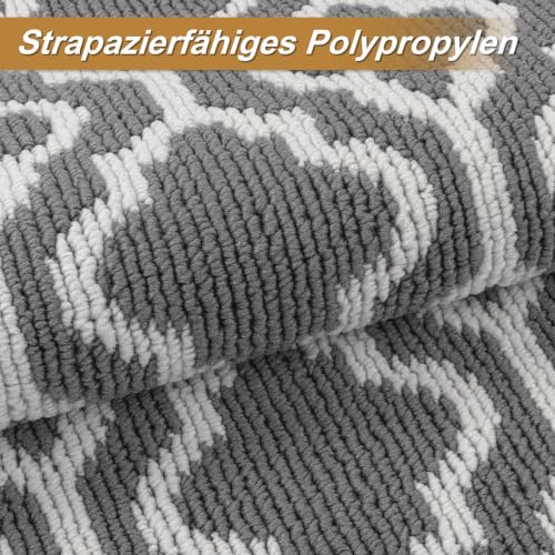 SHACOS Teppich Läufer Flur Waschbar 60x240 cm, Teppichläufer Lang, Grau – Ansicht 2