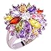 Psiroy 925 Sterling Silver Stunning Flower Shaped Peridot Cocktail Filled Ring for Women