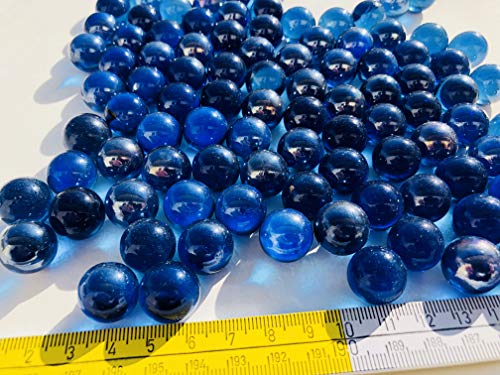 Verschiedene Glasmurmeln Murmel Murmeln 500g ca. 95 Stück 16mm Glas-steine Murmel Vasen-Füllungen blaue goldene rote grüne Murmeln rot blau klar gold Dekoschalen Murmelspiel Glas (Dunkelblau)