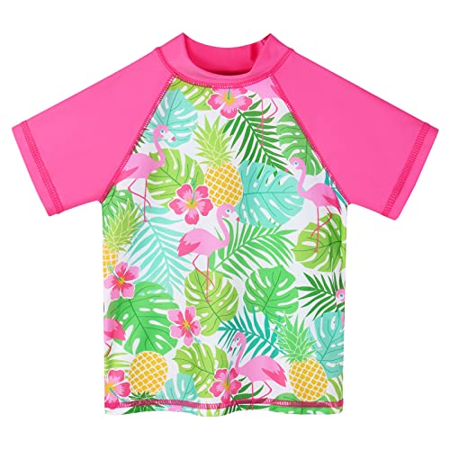 Image of TFJH E Girls Short Sleeve Swimwear Two Piece Swimsuit UPF 50+ Rash Guard Sets UV 3-12Y