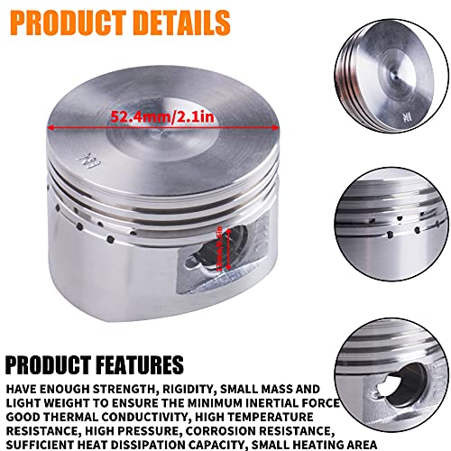 Image of Piston Rings Gasket Set 52.4mm Bore Replacement for 110cc 125cc Kazuma Taotao Sunl Coolster Roketa BMS SSR ATV Pit Bike