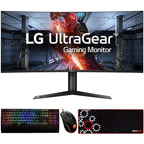 LG 38GL950G-B 38-inch Curved WQHD+ 3840 x 1600 Nano IPS Display Gaming Monitor Bundle with Deco Gear Wired Gaming Mouse, Mechanical Gaming Keyboard and Pro Gaming Mouse Pad