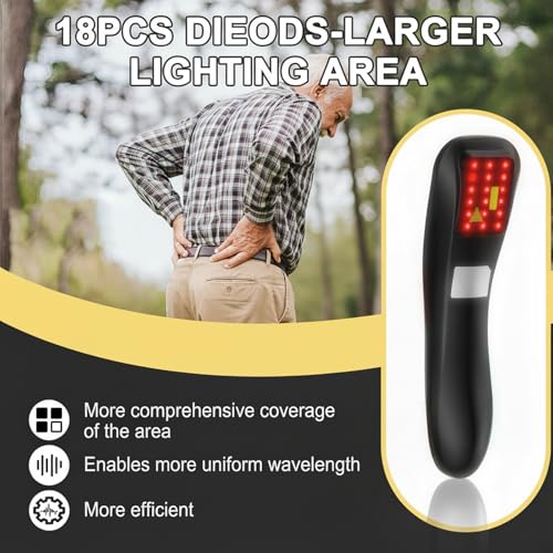 KTS Handheld Pain Relief Device, Portable Red Light Device, 18pcs*620nm Device for Home Use, Muscle Knee Joint Back Shoulder Reliever, Continuous & Pulsed Modes - Image 2