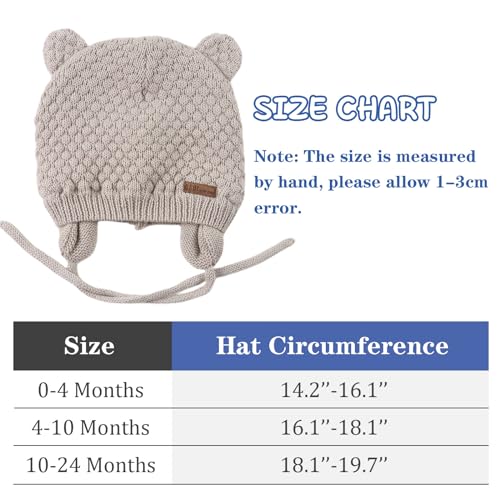 Gorro de punto para bebé con orejeras protectoras y tierno estilo de oso unisex 6