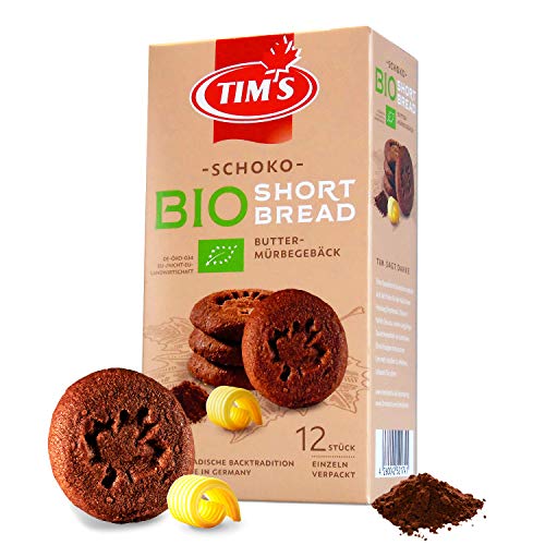 Tims Feines Bio Shortbread Schoko 165 g I Original Kanadische Butterkekse I Buttriges, süßes Mürbteig-Gebäck ohne Konservierungsstoffe I Traditionelle kanadische Backwaren Made in Germany Cover