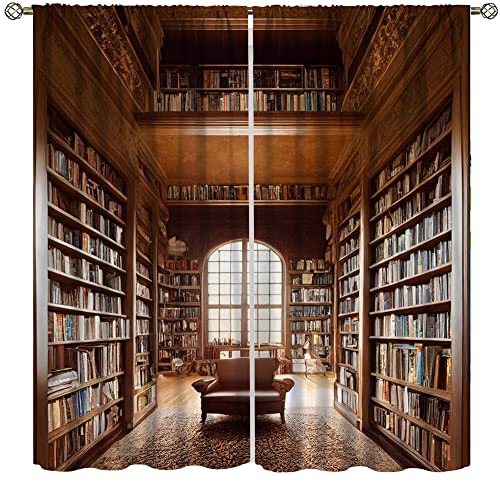 Cortinas de estante, biblioteca vintage com tratamentos de janela de livros para quarto de crianças,