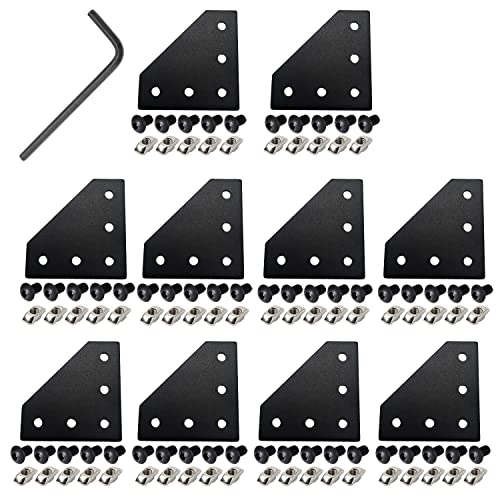 Baykailin BLACKPLATE-L TYPE-US 10Pcs 2020 Corner Bracket Joint Plate L Shape 5 Hole Aluminum Extrusion Connector cover