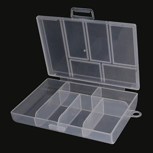 Miniatura 6 de Bettomshin Caja de almacenamiento de componentes PP de 4.72 x 3.35 x 0.91 pulgadas, contenedor organizador de plástico, 6 rejillas fijas, cajas de