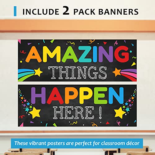 2 Pack Motivational Classroom Decorations, Class Banner Poster For Teachers, Bulletin Board Wall Decor For Preschool Elementary, Positive Inspirational Growth Mindset Banner For Students Educational #TOP1