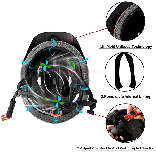 Bavilk Kids Bike Helmet,Child Youth Adjustable Multi-Sport Bicycle Cycling Scooter CPSC Certified with LED Light Detachable Visor Girls Boys - Thumbnail 7