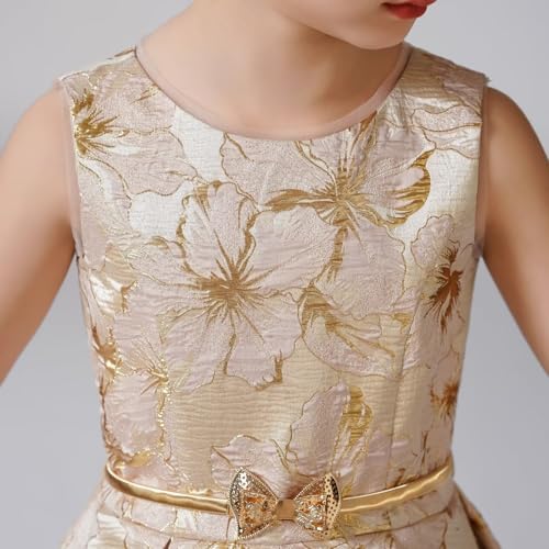 dideyttawl Girls A-Line Satin Flower Girls Dress Floral Embroidery Appliqued Sleeveless Long Jr Bridesmaid Dresses 7504