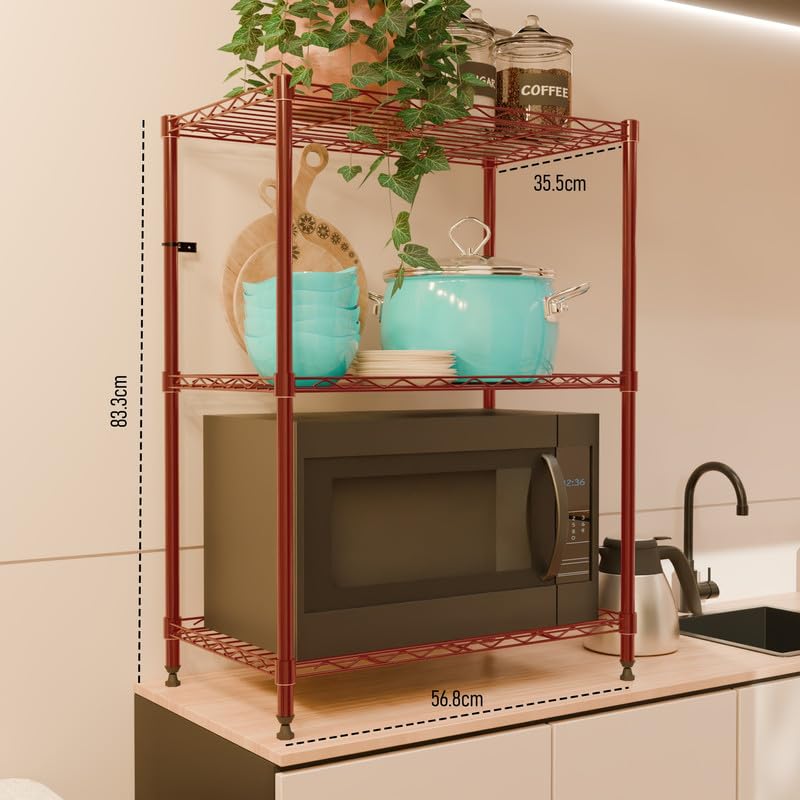 Image of 3-Shelves Heavy Duty Steel Storage Rack | Multipurpose Shelving Unit for Kitchen, Home & Utility