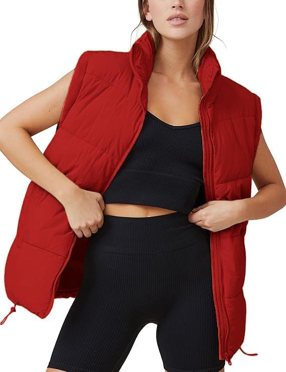 Athlisan Womens Zip Up Puffer Vest Stand Collar Sleeveless Padded Jacket Coat