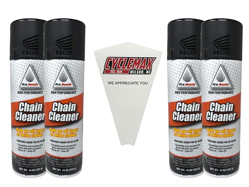 CYCLEMAX Four Pack compatible with Honda Chain Cleaner 08732-CHC00 Contains Four 15oz Cans and a Funnel
