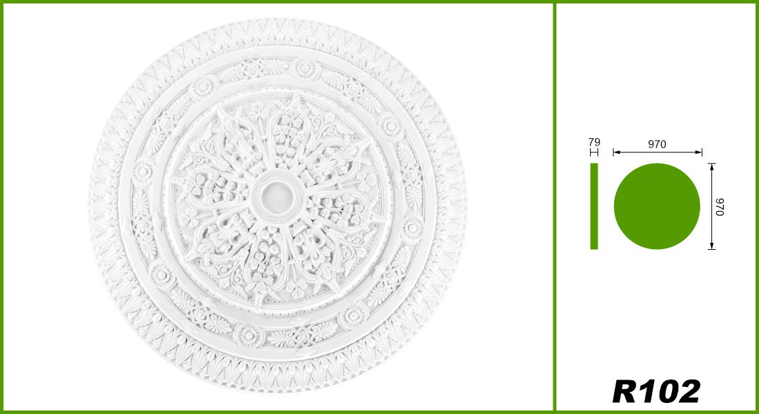 HEXIM Stuckrosette Aus PU – 101 Cm Durchmesser, Für Decke & Wand, Leicht & Einfach Zu Montieren, Direkt überstreichbar