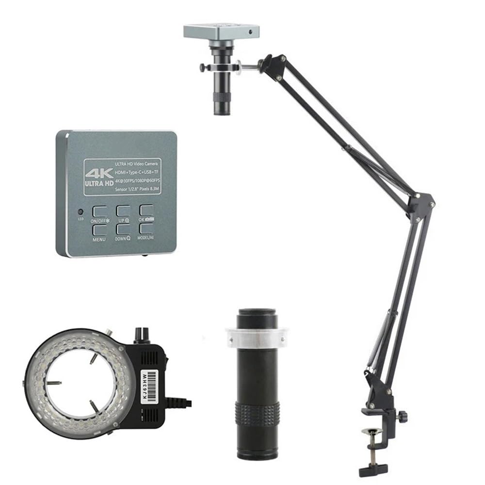 Mikroskopbeobachtung 8,3 MP 4K 1080P 60FPS HDMI USB-C Digitale Videomikroskopkamera 1X-130X C-Mount-Objektiv for die Reparatur von Telefon-PCBs