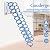 Folding Attic Ladder Pull Down System, 12 Steps Wall-Mounted Attic Stairs w/Armrests, Loft Ladder, Retractable Attic Ladder, Alloy Attic Access Ladder for Attics & Basements, Up to 1100lbs (Blue)
