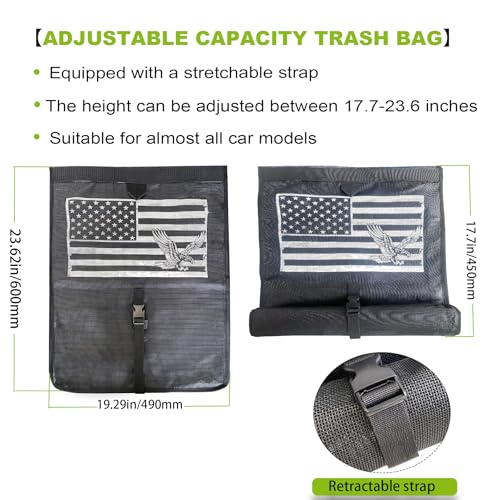 Image of Universal ATV UTV Trash Sack Storage Bag Trash Sack Mesh Large Trash Bag Boat Trash Bag Portable Boat Trash Can Sandbar RV or Camping(American Flag)