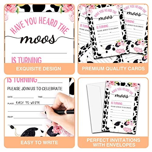 Yqv Birthday Invitations, 4"X6" Cow Birthday Party Invitations With Envelopes For Farm Animals Birthday Party Decorations Supplies(20 Pieces)-C16 #TOP2