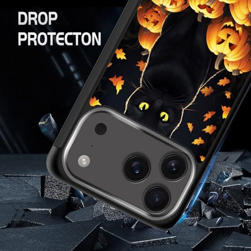 BFUKVOU for iPhone 17 Pro Case,Hard PC+Soft TPU Bumper Anti-Slip Ultra Thin Cover Protective Shockproof Case for iPhone 17 Pro 6.3 inch 2025,Black Cat Pumpkin - image 3