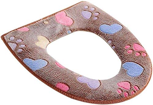 YLKCU 2 STK. Weicher Badezimmer-Toilettensitzbezug, Toilettensitzkissen Weicher Toilettensitz für Badezimmer-Closestool Waschbarer wärmerer Mattenbezug Pad-Kissen Badezimmer Warm halten – Bild 3
