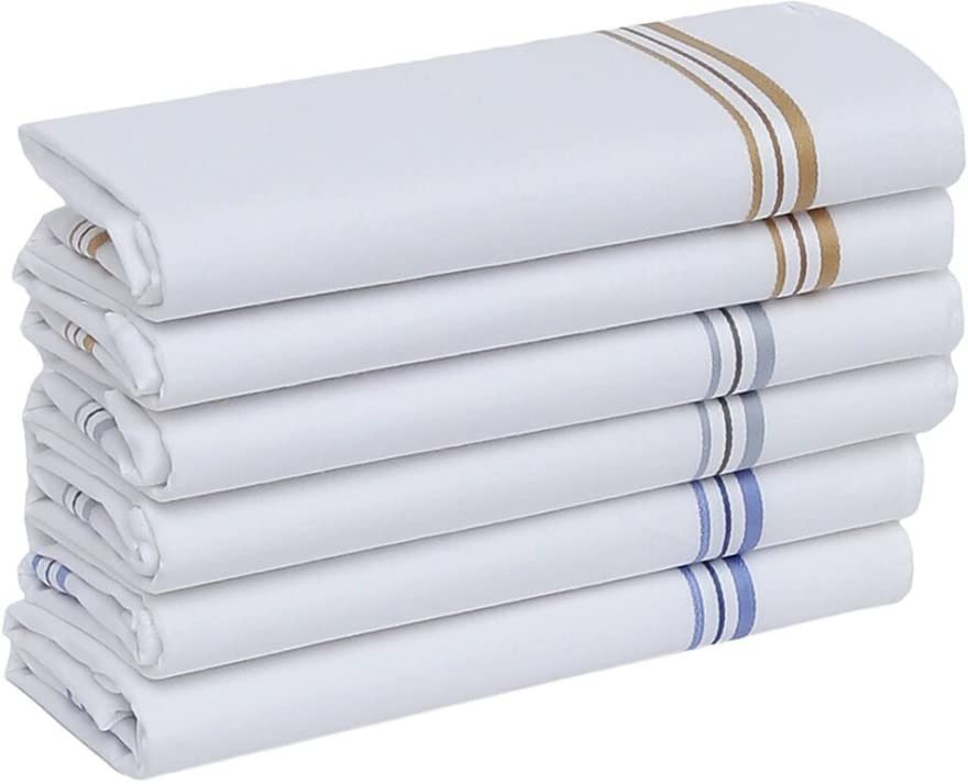 Men & Women Exclusive 100% White Cotton Fabric Royal Collection Handkerchief Full Size (46cm X 46cm)