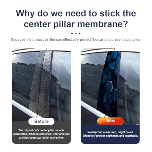 Image of 2pcs 3D Honeycomb Graphics Vinyl Car Stickers, Waterproof Sun Protection Scratch Cover B-Pillar Stickers, Personalized DIY Vehicle Door Pillar, Long-Lasting Decor Auto Accessory (Multicolor)