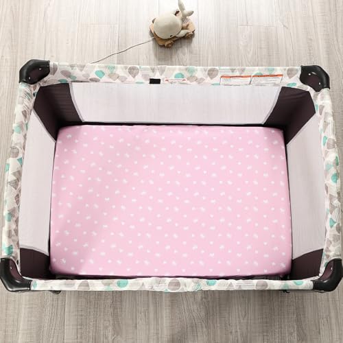 Image of PHF Soft Mini Crib Sheet Set, 2 Pack Silky Comfy Pack N Play Sheets for Boys Girls, Universal Fit for Pack N Play, Playard and Mini Crib Mattresses, Castle