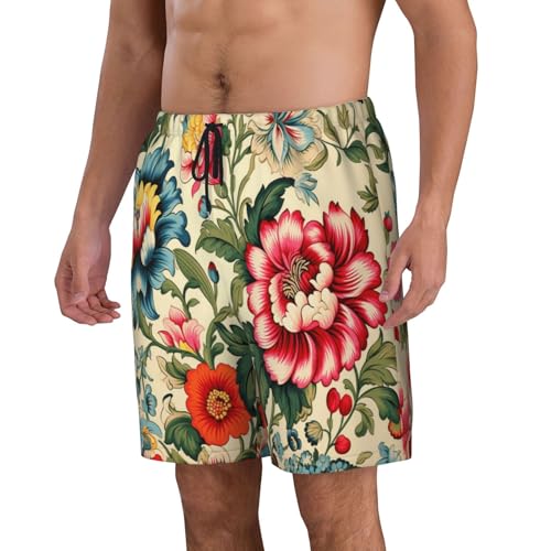 Colorful Flowers Men Beach Pants â€“ Swim Trunks for Men,Quick-Dry and Comfortable, Suitable for Beach, Surf, and Everyday Wear2