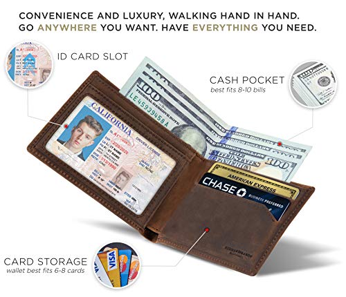 Image of SERMAN BRANDS Mens Slim Bifold Wallet RFID Blocking Minimalist Front Pocket Wallets for Men - Thin & Stylish