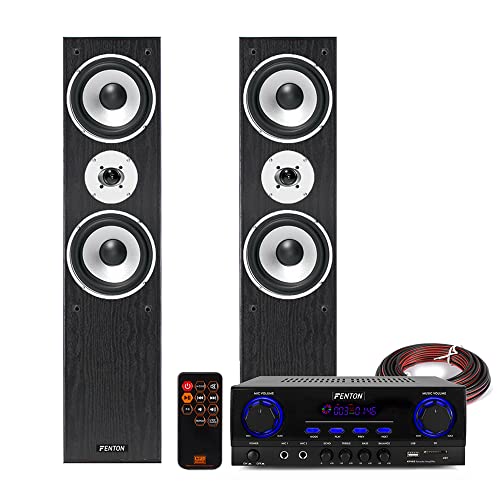 Skytec SHFT60 HiFi Tower Speakers and Stereo Amplifier Bluetooth MP3 Home Music System