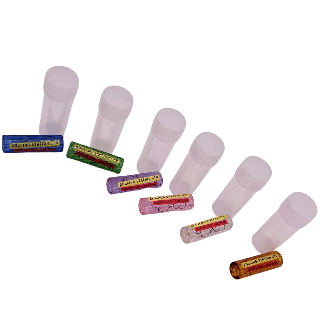 Glas-Filterspitze, 7 Löcher, 9 mm x 30 mm, leicht zu reinigen, Blau – Klar – Rosa – Gold – Grün – Lila, 6 Farben (6 Stück)