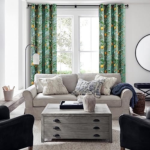 Image of Extra Long 120 Inches Curtains for Large Window Luxury Sage Green Floor To Ceiling Blackout Vintage Floral Hummingbird Fancy Grommet Drop Cloth Damask Drape for Living Room Dining 2 Pages 10 FT
