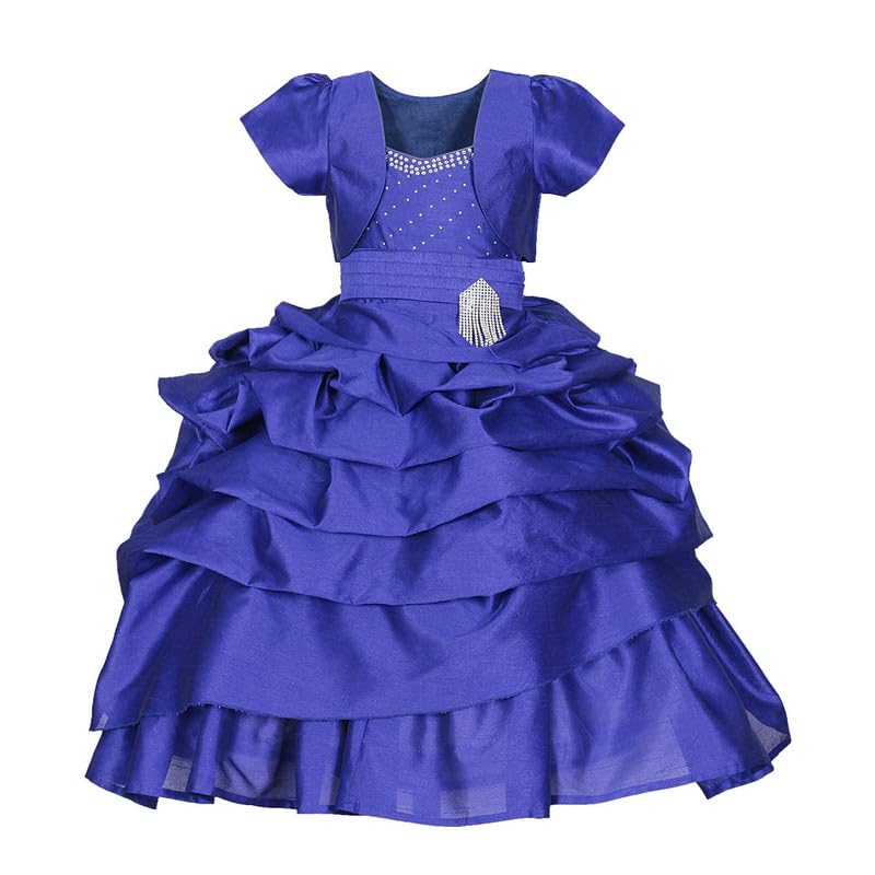 Ripening Baby Girls V-Nack Satin Fit and Flare Trendy Stylish