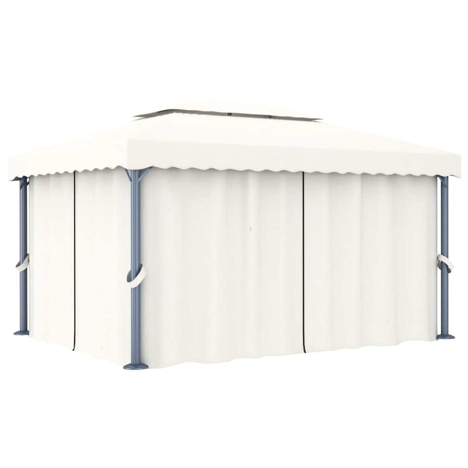 Gazebo con Tende e Stringa di Luci LED 4x3 m Bianco Crema,Gazebo,Impermeabile,Anti UV,Gazebo da Giardino,Gazebo Esterno-3070353